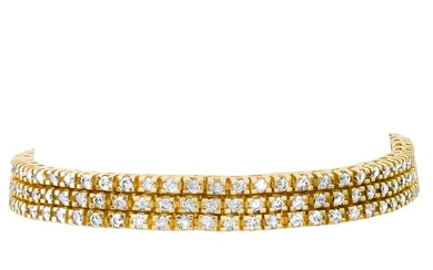 18K Yellow Gold Setting with 5.0ct Diamond Three row Bracelet