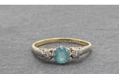 18ct aquamarine and diamond cluster ring, .50 aquamarine, si...