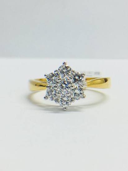 18ct yellow/white Diamond cluster Ring, G/H colour, SI2...