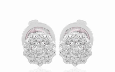 18k White Gold Stud Earrings HI/SI Diamond Jewelry