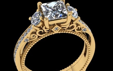 1.96 Ctw VS/SI1 Diamond 14K Yellow Gold Engagement Filigree Ring