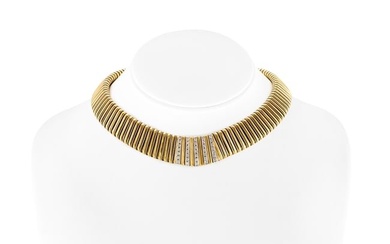 1960s Shrimp Style Graduated Choker with Five Rows of Diamond