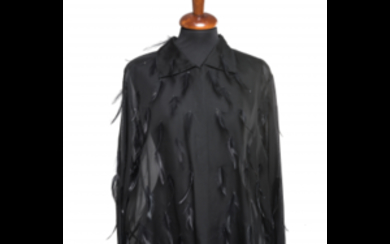 KRIZIA Black see-through shirt with application of feathers (size...
