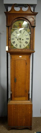 19th C oak longcase clock.