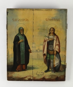 19th c. Russian Orthodox icon of two saints