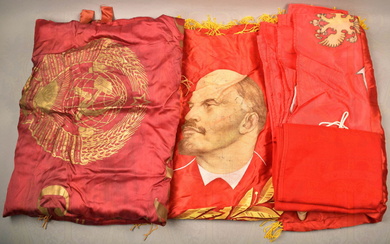 2 Soviet service flags and 2 honour banners Soviet Union