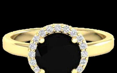 2 ctw Halo VS/SI Diamond Certified Micro Pave Ring 18k Yellow Gold