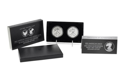 2021 TWO PIECE SILVER $1 COIN REVERSE PROOF SET