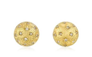 A Pair of 18K Gold Diamond Earrings