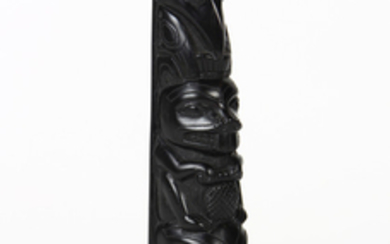 Pacific Northwest coast Haida carved stone totem, unsigned, 8"h