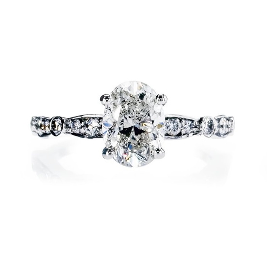 2.33 ct. t.w. Oval Diamond Ring - 14 kt. White gold - Ring - Clarity enhanced 2.01 ct Diamond - Diamonds