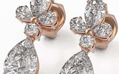2.75 ctw Pear Cut Diamond Designer Earrings 18K Rose Gold