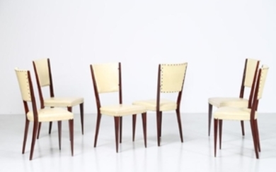DASSI M.M. Six chairs. Wood and skai. Cm 44,00 x 9…