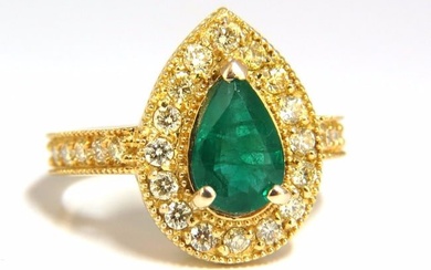 2.85ct Natural Pear Brilliant Emerald diamond ring 14kt G/Vs +Fancy Yellows+
