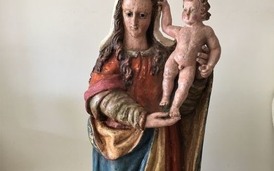 Madonna and child (1) - Oak - Late 17th century
