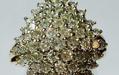 White gold, Yellow gold - Ring, Diamond Cluster Cocktail Ring Diamond