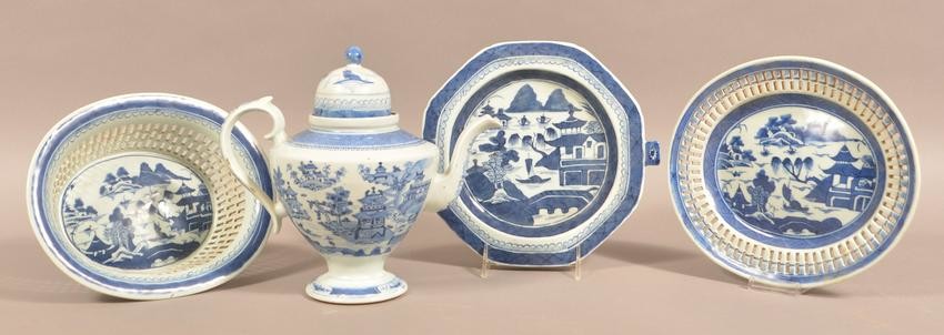 4 Pieces of Antique/Vintage Canton Oriental Porcelain.