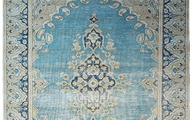 4 x 7 Vintage Persian Kerman Rug LIGHT BLUE