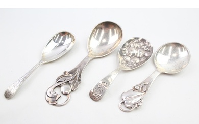 4 x Antique Vintage .800 & .925 Sterling Silver Caddy Spoon...
