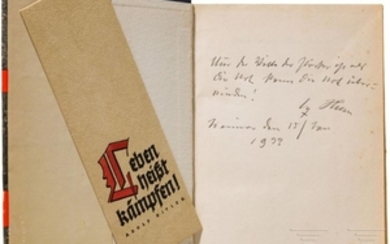 Adolf Hitler - "Mein Kampf", in Schutzumschlag und Schuber mit eigenhändiger Widmung, 1933
