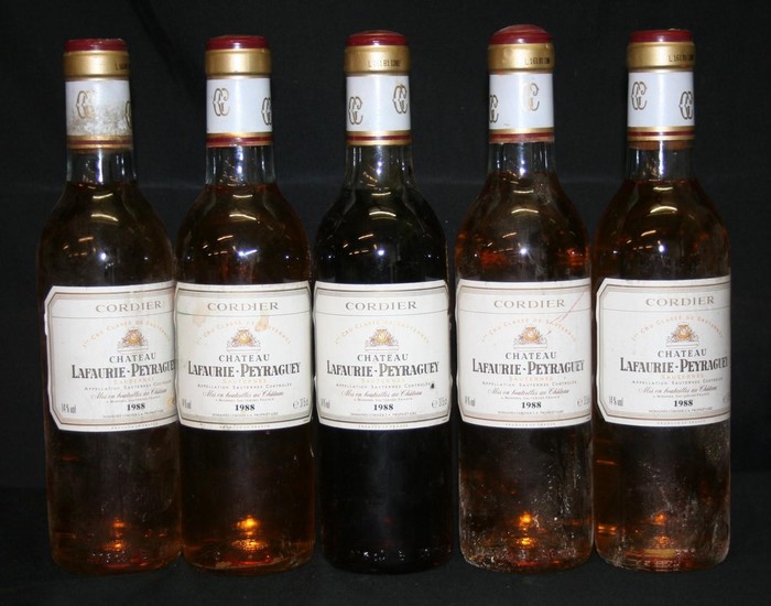 5 Half Bottles Chateau Lafaurie Peyraguey Sauternes 1988