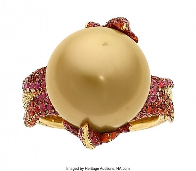 55277: Theodoros South Sea Cultured Pearl, Ruby, Sapphi