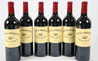 6 bouteilles CLOS DU MARQUIS St Julien 2010 Présentation... - Lot 77 - Vasari Auction
