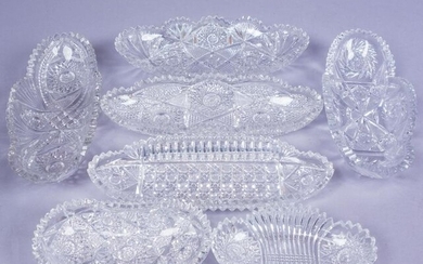 7 Assorted ABP Cut Glass Celery & Relish Dishes