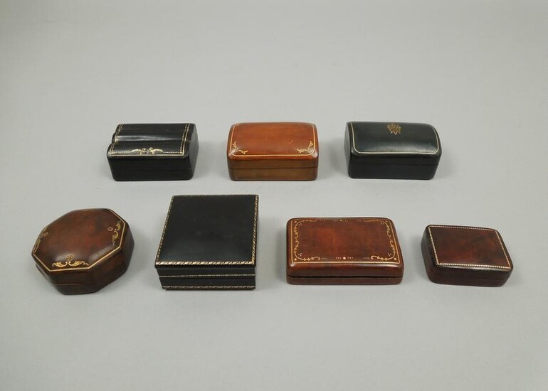 (7) Small Tooled Leather Jewelry Boxes.