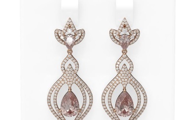 7.63 ctw Morganite & Diamond Earrings 18K Rose Gold