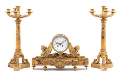 An Empire Style Three-Piece Sierra Marble Garniture Set