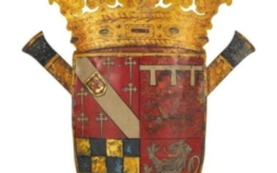 A Large English Tole Coat of Arms Height 50 x