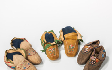 Three Pairs of Eastern Soft Sole Moccasins
