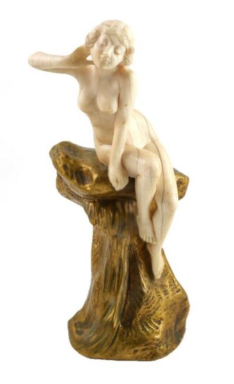AFFORTUNATO GORI Bronze Art Nouveau Nude Statue