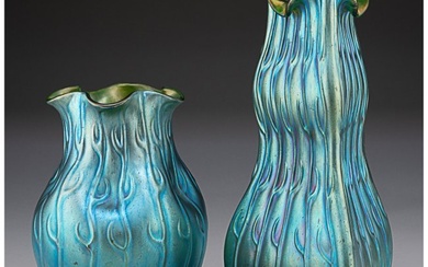 79177: Two Loetz Neptun Glass Vases, circa 1903 10 inch