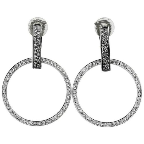 Diamond Boucheron circular drop earrings 18 ct White