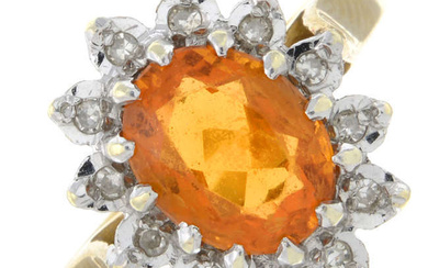 9ct gold fire opal & diamond ring