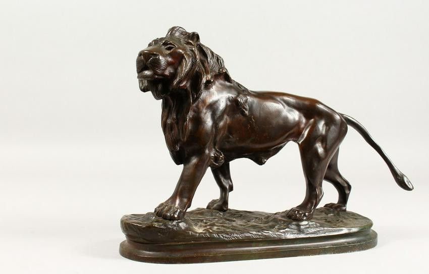 A. BARYE. A Lion Striding Out, one of a pair.