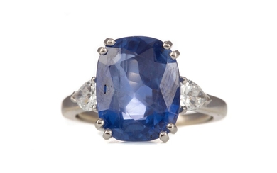 A CERTIFICATED CEYLON SAPPHIRE AND DIAMOND RING