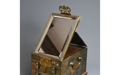 A CHINESE BRONZE AND COPPER VANITY CHEST, EARLY 20TH CENTURY...