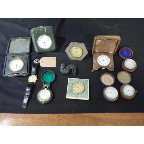 A COLLECTION OF CLOCKS AND BAROGRAPHS including a Negretti &...