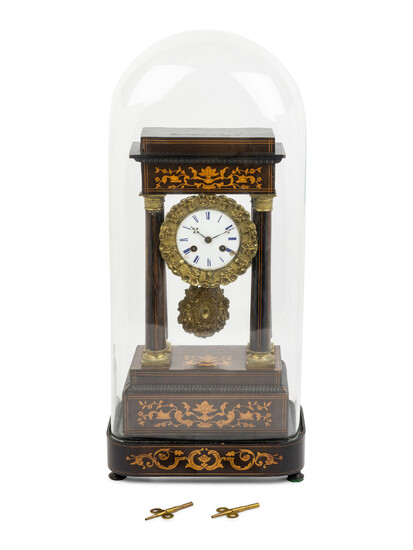 A Charles X Marquetry Mantel Clock