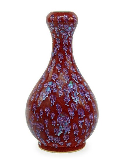 A Chinese Flambe Glazed Porcelain Garlic Mouth Vase.