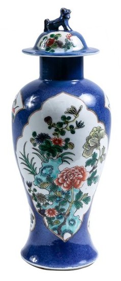 A Chinese porcelain vase and cover, 19th Century...