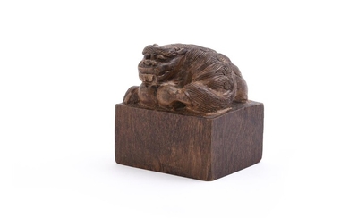 A Chinese wood 'Buddhist' lion seal