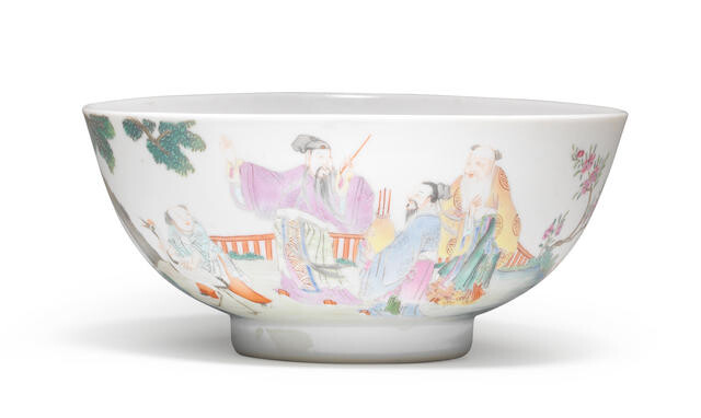 A FAMILLE ROSE 'THREE SAGES' BOWL