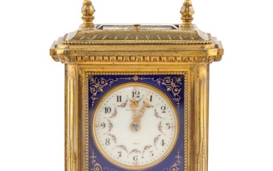 A French Gilt Bronze, Enamel and Miniature Portrait-Inset Repeating Carriage Clock