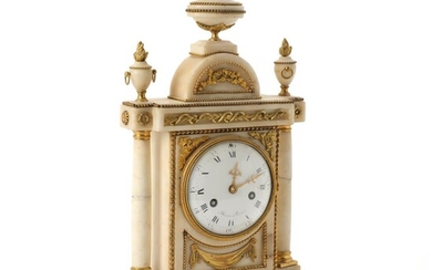 SOLD. A French Louis XVI gilt bronze and white marble mantel clock, white enamel dial. Signed 'Merra a Paris'. Late 18th century. H. 46 cm. W. 28 cm. D. 12 cm. – Bruun Rasmussen Auctioneers of Fine Art