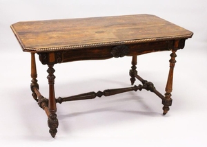 A GOOD REGENCY ROSEWOOD LIBRARY TABLE, the beaded