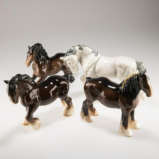 A GROUP OF BESWICK AND ROYAL DOULTON SHIRE HORSES